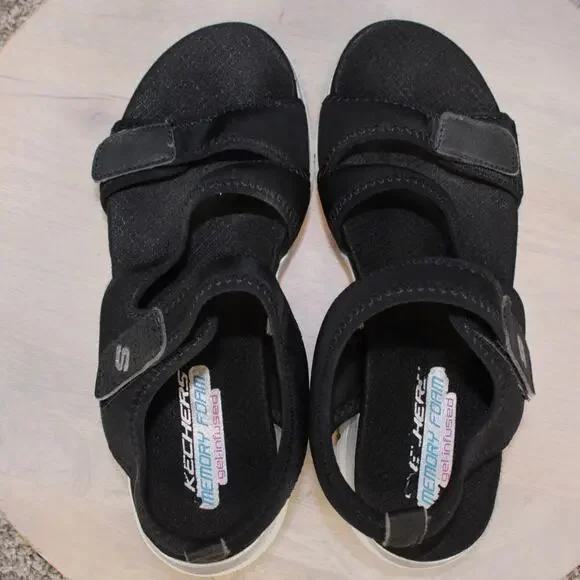 Skechers Sandals Womens 8 Black Arch Fit Adjustable Straps Comfort - Picture 8 of 9